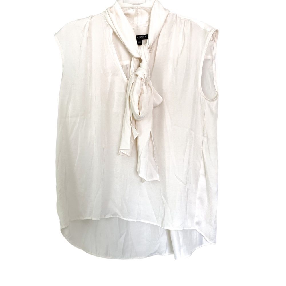 Banana Republic White Sleeveless Tie Front Blouse Size XS